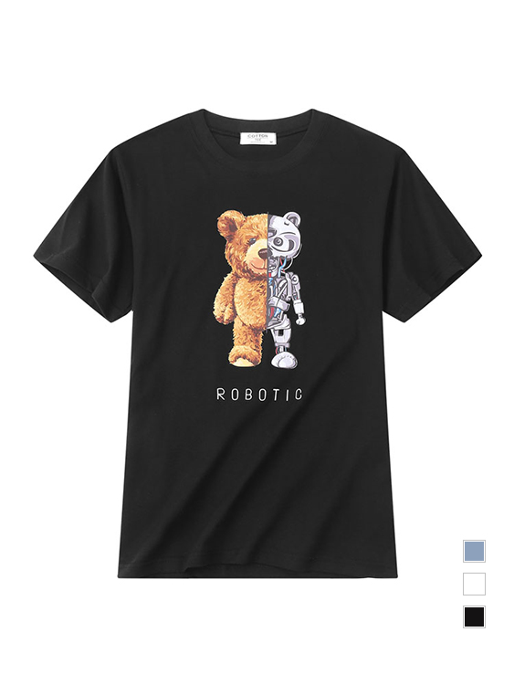 MIT半機器小熊印花短袖T恤