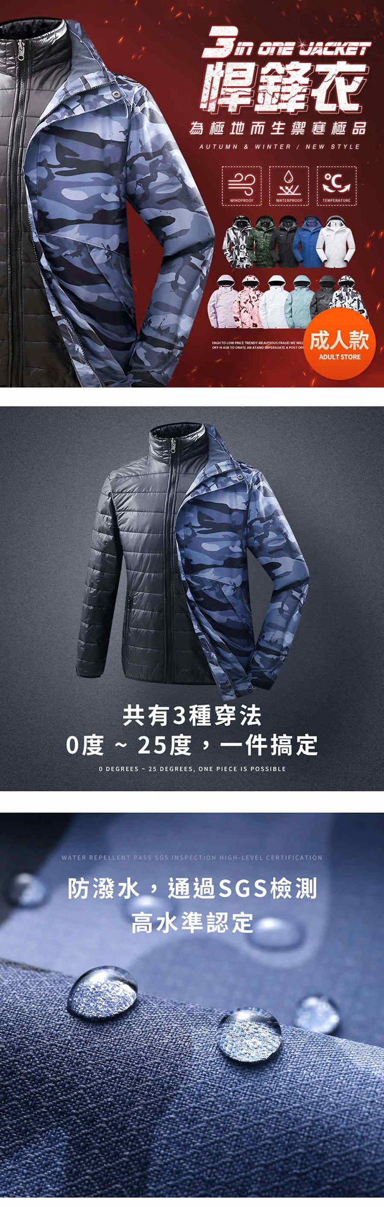 【悍鋒衣】3合1機能外套．為極地而生禦寒極品．SGS多重認證