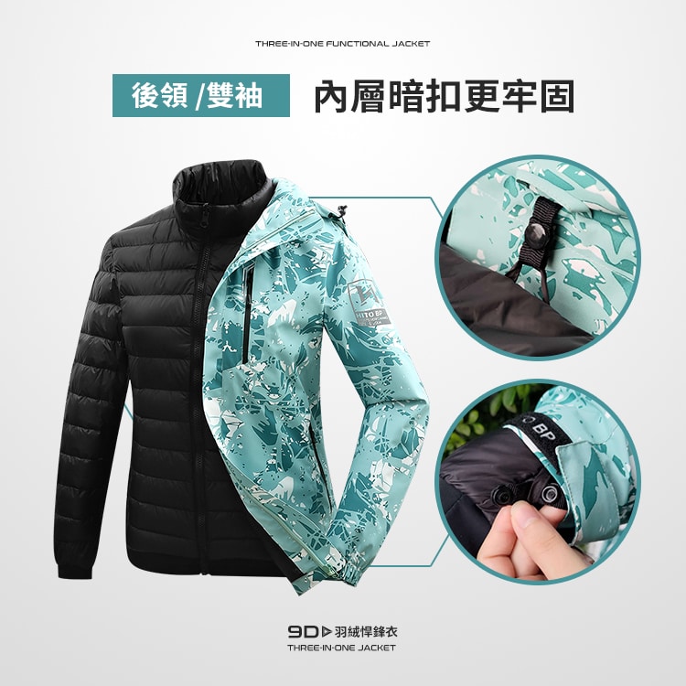 9D悍鋒衣 專利抗菌羽絨三穿 防水 蓄熱 頂級機能外套